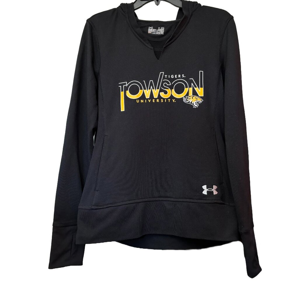 Towson University Tigers Under Armour Semi-Fitted Women's V-Neck Hoodie, Large